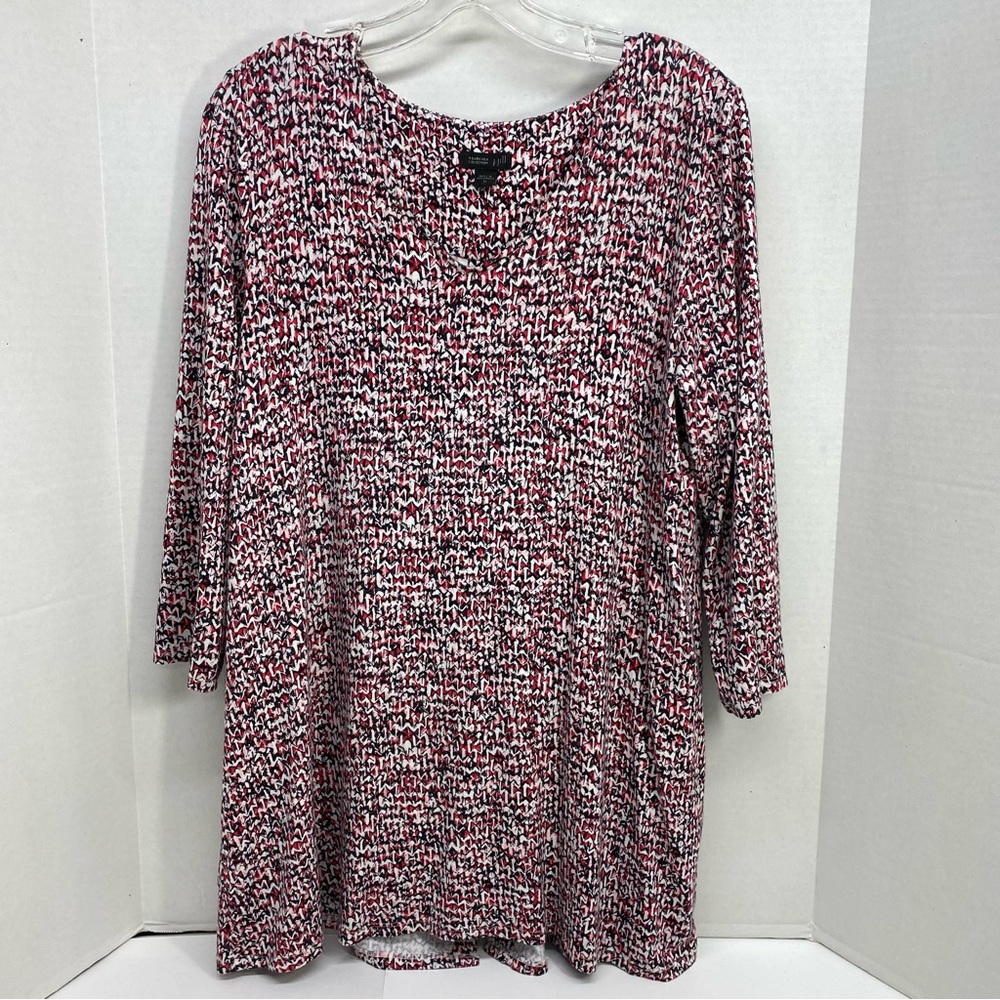 J. Jill Wearever Collection Womens Top Medium Red Black White Casual Minimalist